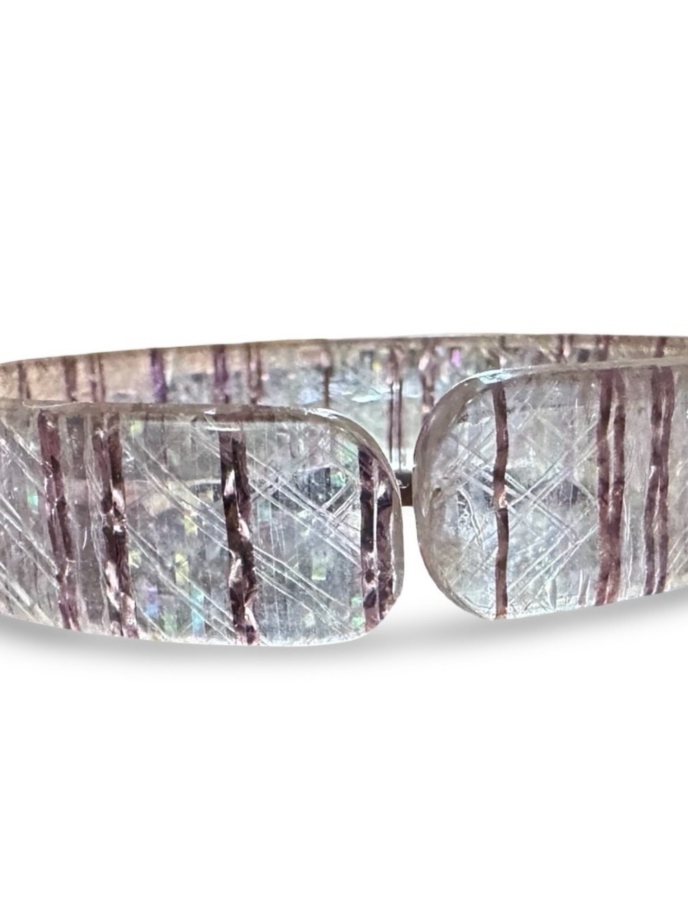 Unique Vintage Iridescent Clear and Lavender Lucite Bangle/Cuff Bracelet